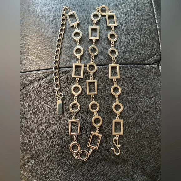 Silver Tone Metal Chain Belt Size M - Picture 7 of 9